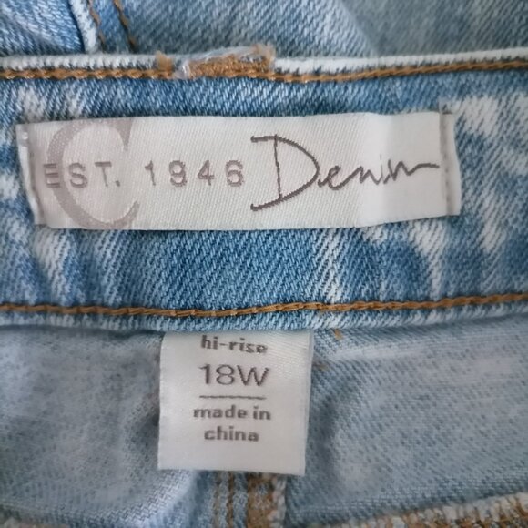 Cato Denim Womens Blue High Rise Distressed Capri Jeans Plus Size 18W - Picture 5 of 7